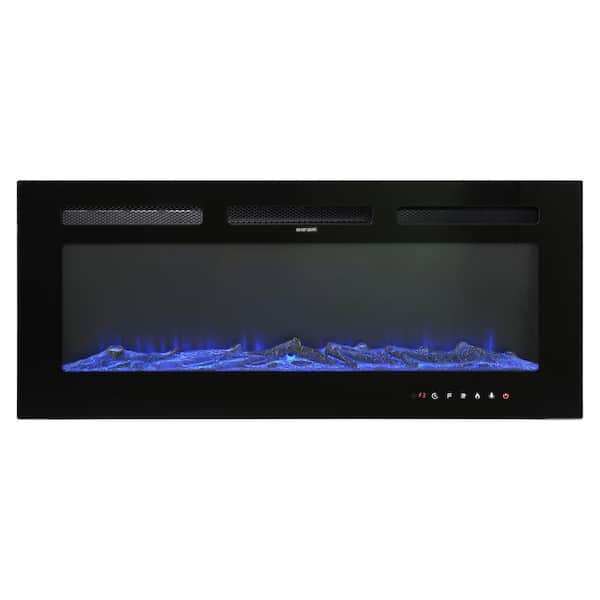 CASAINC 36 in. Fireplace Black Built-in Electric Fireplace Tempered Glass Front Panel Winter Heating