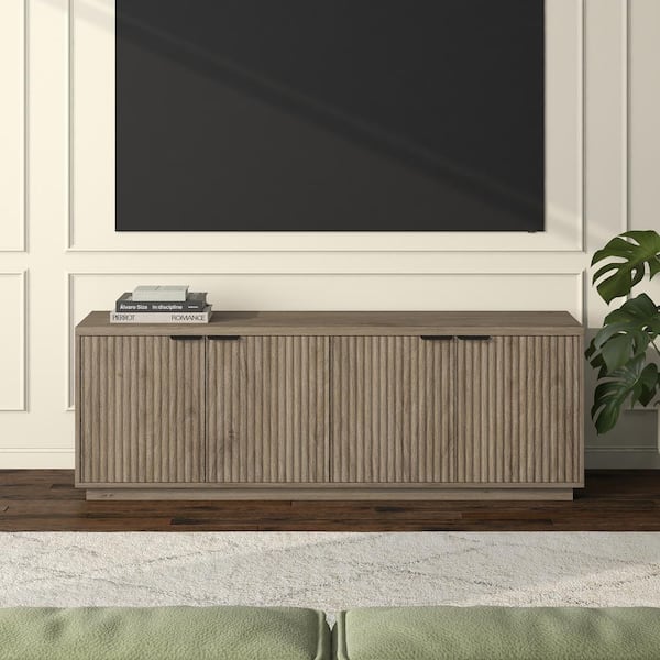 Meyer&Cross Mansfield 70 in. Antiqued Gray Oak TV Stand Fits TV's