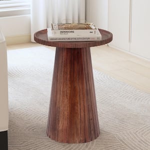 Perch 16 in. Round Pedestal Side End Table, Mango Wood, Honey