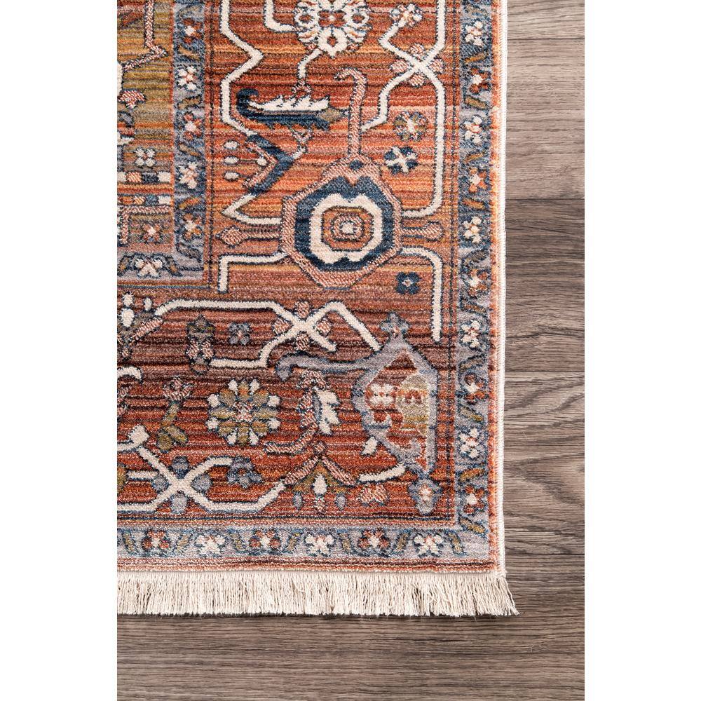 Harriet Rust Medallion Synthetic Runner Rug with Fringe