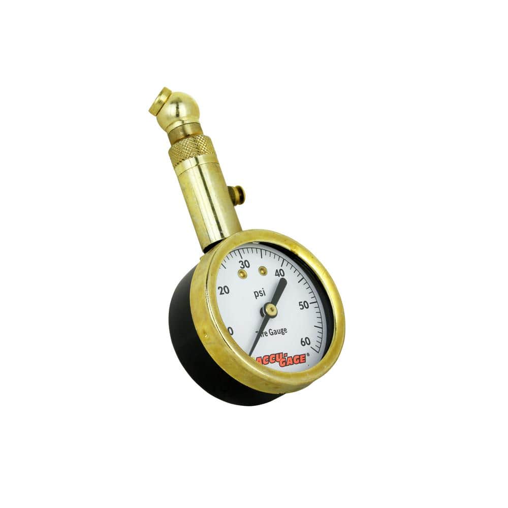 Dial Tire Pressure Gauge, Swivel Angle Air Chuck, 0-60 PSI