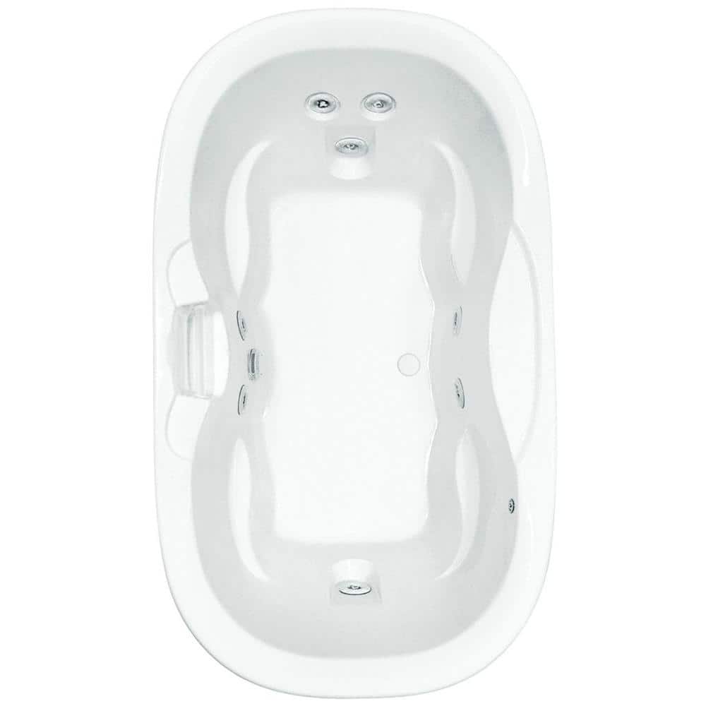 Universal 70 in. Oval Drop-In Whirlpool Bathtub with Heater Center Drain Ac