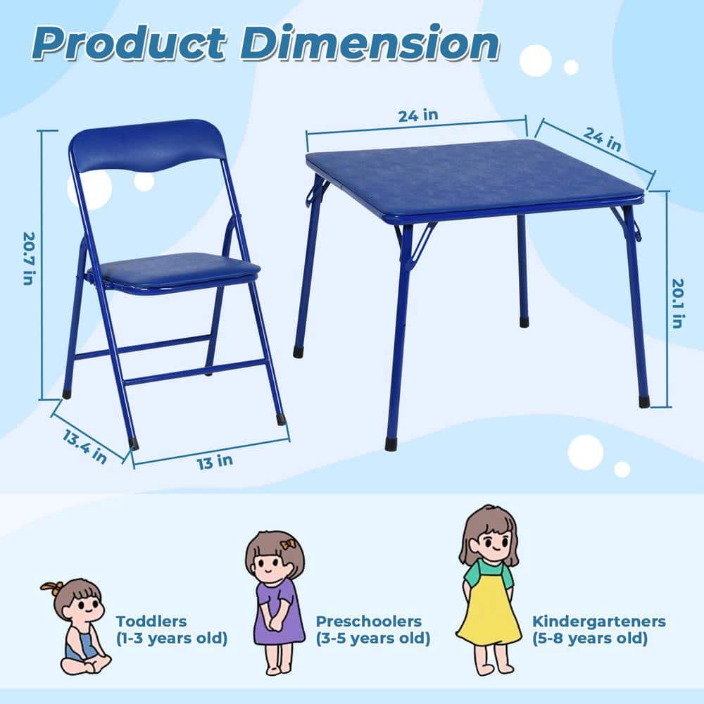 Vibrant Multicolor Kids Folding Table and 4 Chairs Set