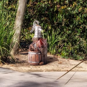 24 in. Tall Outdoor 3-Tier Old-Fashioned Pump Barrel Fountain Yard Art decor