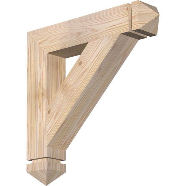 Ekena Millwork 3.5 in. x 20 in. x 20 in. Douglas Fir Traditional Arts and Crafts Smooth Bracket