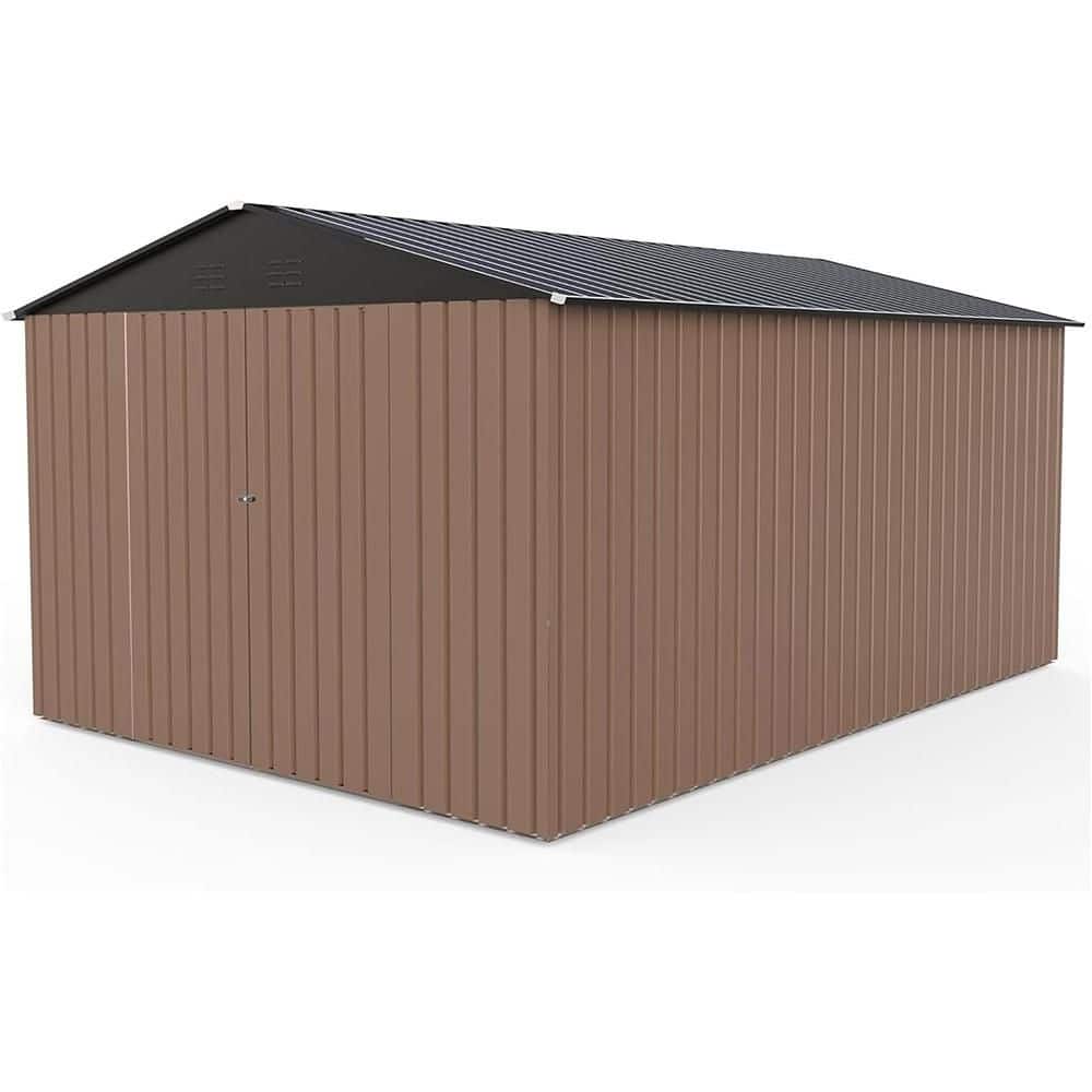 8x12 FT Metal Outdoor Storage Shed with Lockable Door and Sloped