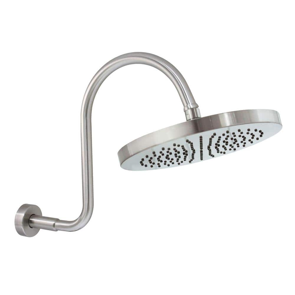 MODONA 1-Spray 10 in. Single Wall MountHigh Pressure Fixed Shower Head in Satin Nickel