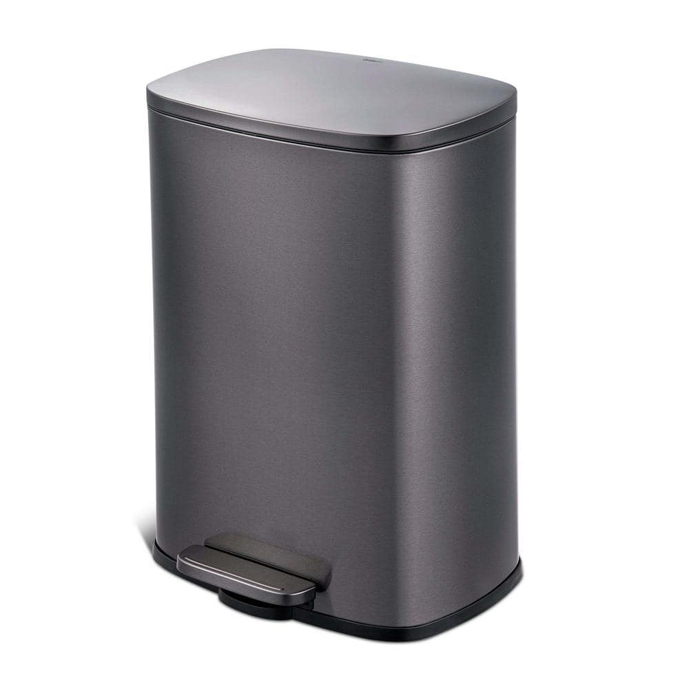 Afoxsos 13 2 Gal Black Trash Can Rectangular Step On Metal Kitchen   Indoor Trash Cans Hdsa11ot052 64 1000 