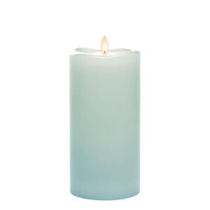 8" Blue Wave Top Smooth LED Pillar Candle