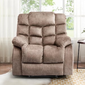 Camel Overstuffed Breathable Fabric Single Sofa Manual Recliner Chairs for Living Room