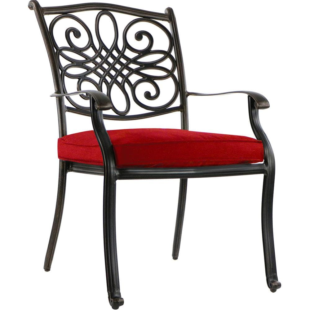 Hanover 60-Inch Cast-Top Red 7-Piece Dining Set