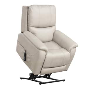 Moonrise Light Gray Leatherette Powered Recliner Lift Chair With Patented Headrest System