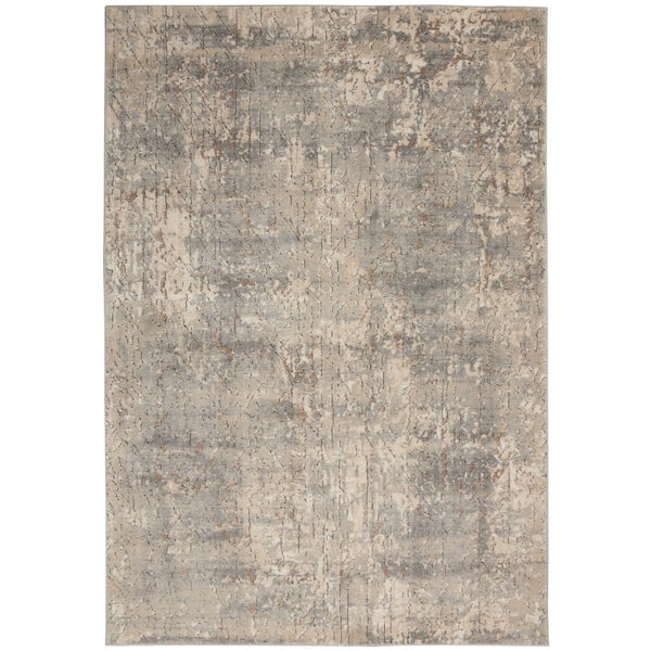 Nourison Concerto Beige/Grey 4 ft. x 6 ft. Abstract Rustic Area Rug