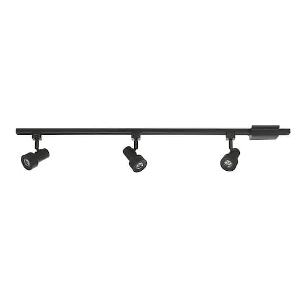 Cresswell 3.5 ft. 3-Light Black LED Track Lighting Kit with Stepped Head