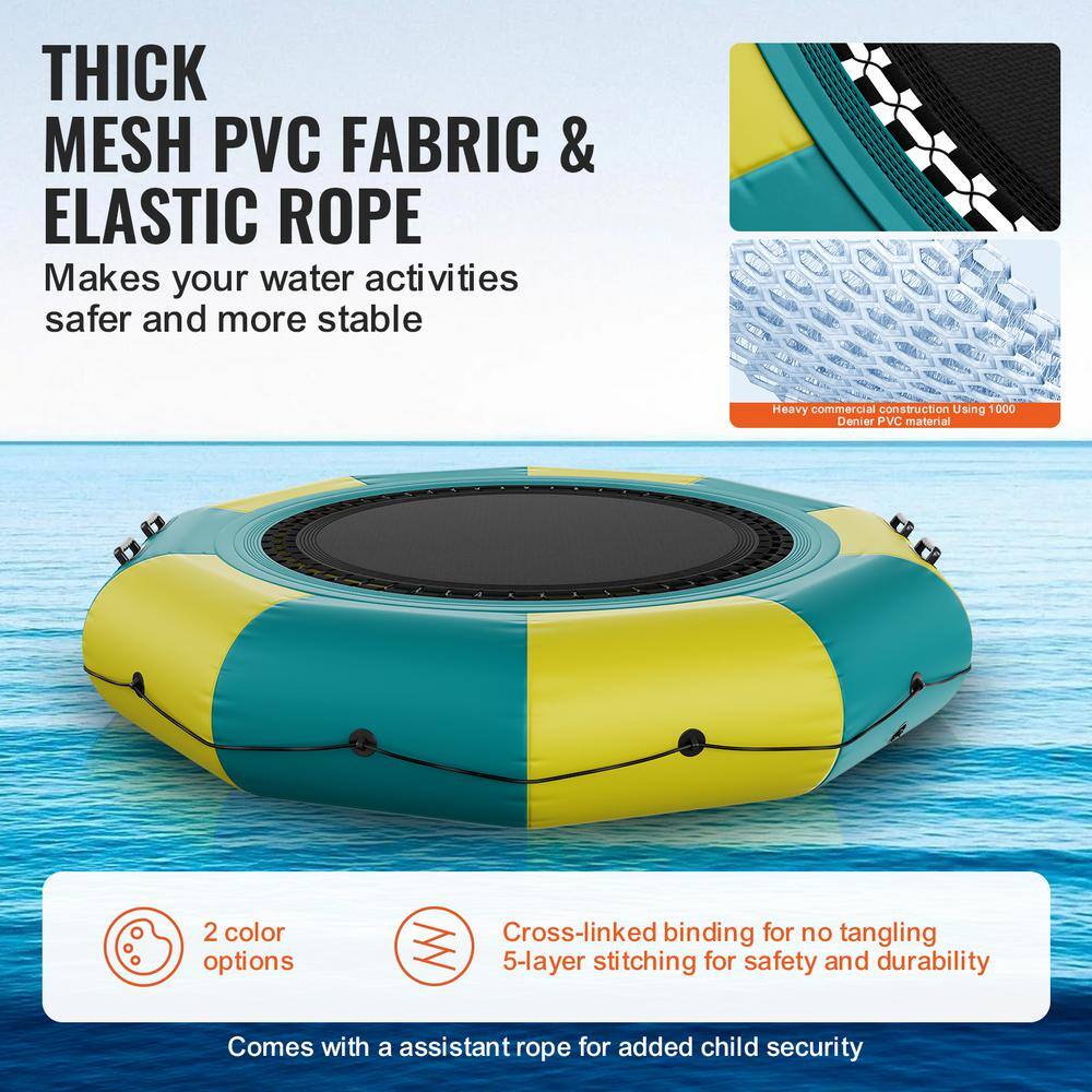 6.5FT Inflatable Water Trampoline For Lake Or Pool - Heavy-Duty PVC, 660 Lbs Capacity, Includes Rope Ladder & Pump