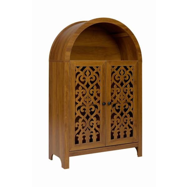Samuel Walnut 44.4 in. H Melamine Accent Storage Cabinet with Open Shelf and Doors