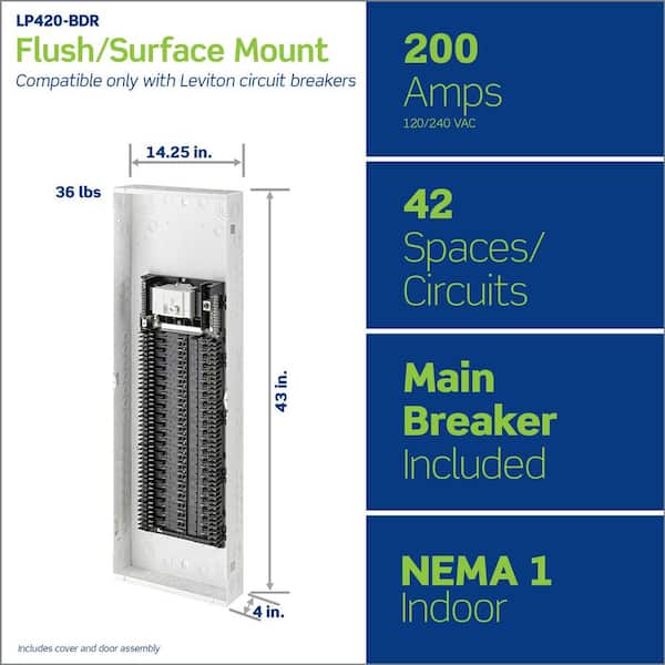 200 Amp 42-Space, 42-Circuit Indoor Load Center with Main Circuit Breaker, Door Included LP420-BDR