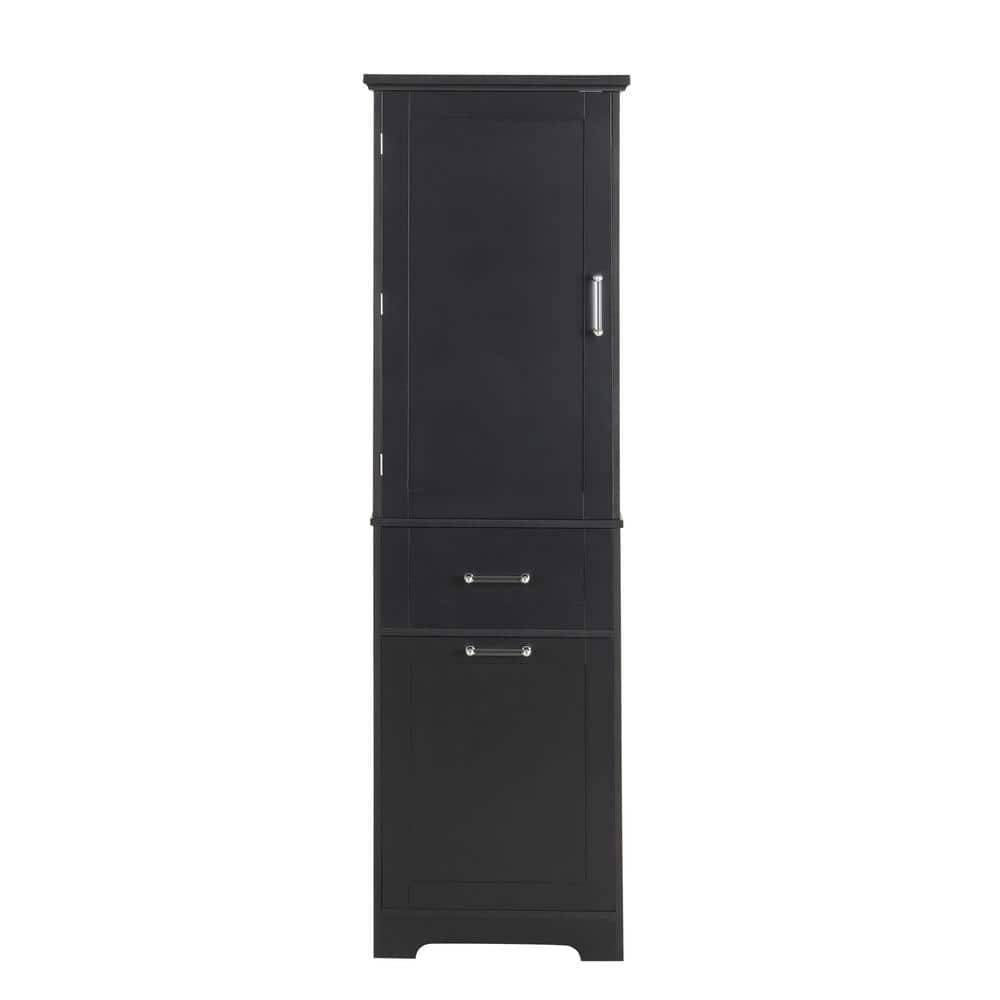 20 in. W x 13 in. D x 68.1 in. H Black Linen Cabinet Bathroom Storage Cabin