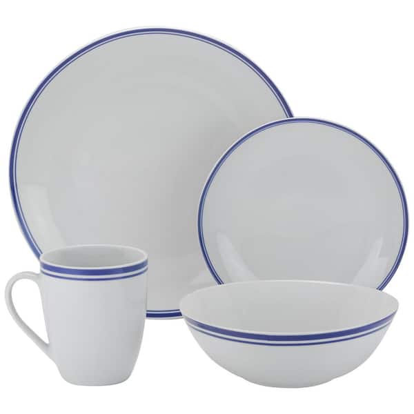 10 Strawberry Street 16-Piece Casual Blue Porcelain Dinnerware Set