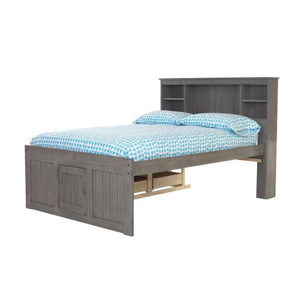 Platform Bed Charcoal Gray, Charcoal Full Bookcase Captains Bed