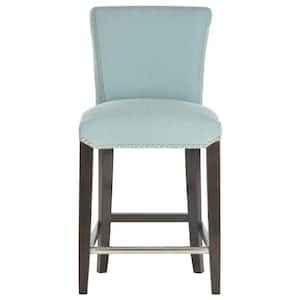 Seth 25.9 in. Light Blue Cushioned Bar Stool