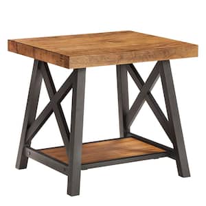 Oak End Table With Shelf