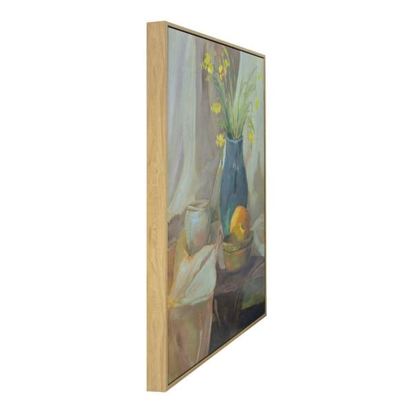 Still Life Vase Hand Painted Floater Frame Wall Art Print 24 in. x