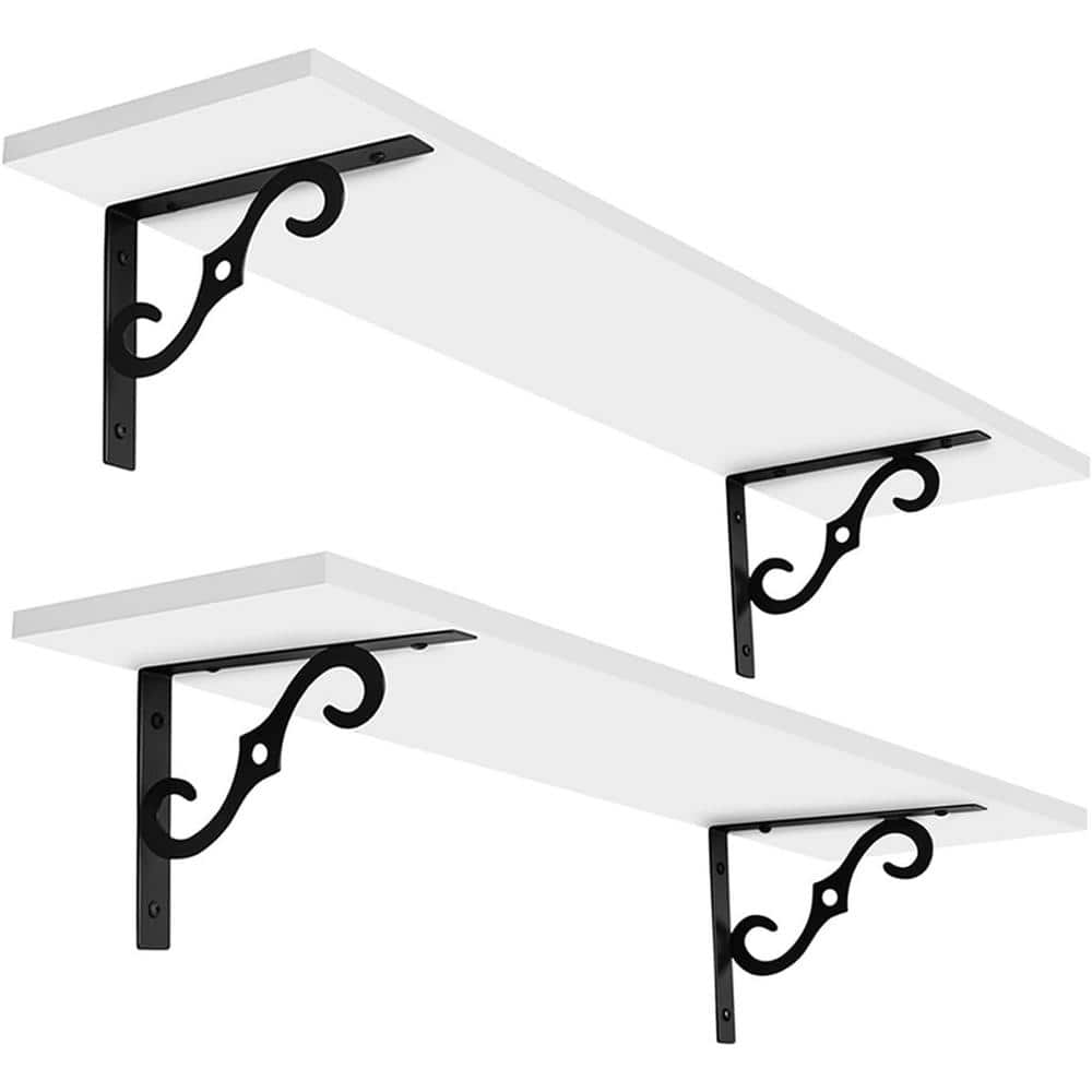 23.6 in. W x 7.9 in. D White Wood Floating Shelves for wall Decor 2 Decorat