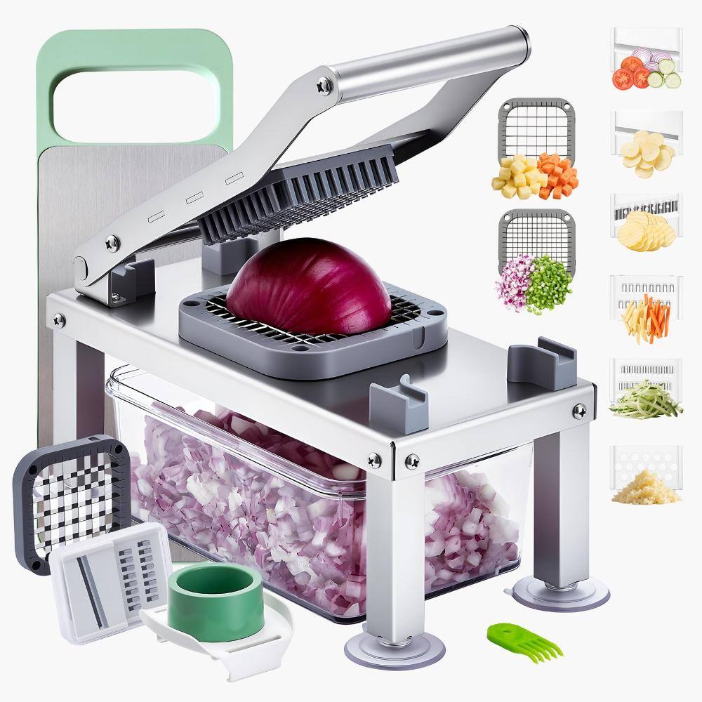 All-in-1 Vegetable Chopper Mandoline Slicer with 8 Stainless Steel Blades, Salad Dicer with Container price history on PriceWatchPro