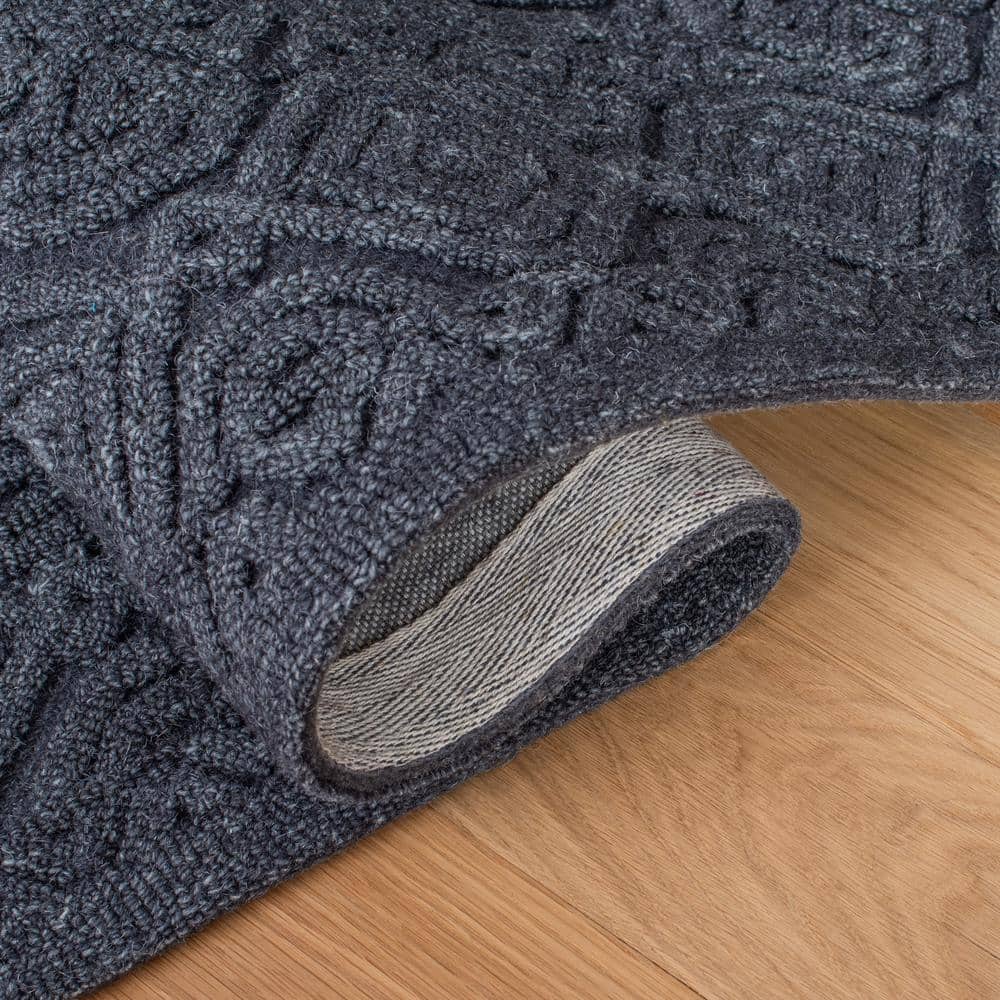 Charcoal Geometric Hand-Tufted Wool 4' x 6' Area Rug