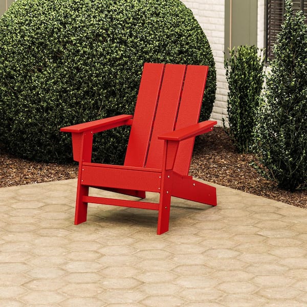 POLYWOOD Grant Park Sunset Red HDPE Plastic Modern Adirondack Outdoor Chair