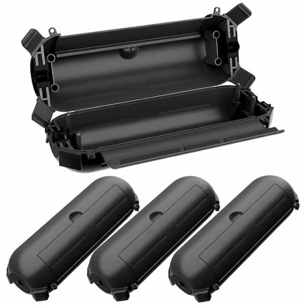 Mini IP44 Waterproof Outdoor Extension Cord Connection Box 4 Pack with Lockable Latches and Cable Clamps Black