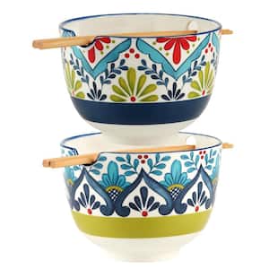 Talavera 24.92 fl. oz. Multi-Colored Porcelain Soup Bowls (Set of 2)