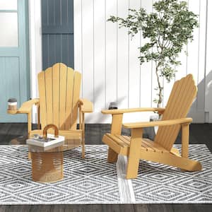 Patio HIPS Teak Outdoor Weather Resistant Slatted Chair Adirondack Chair with Cup Holder