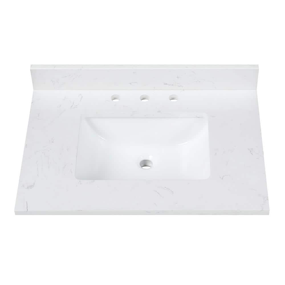 White 31'' Freestanding Vanity with Cala White Marble Top