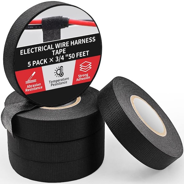 Yichuhaoxi 3/4 in. x 50 ft. Electrical Wiring Harness Tape Black 5-Pack