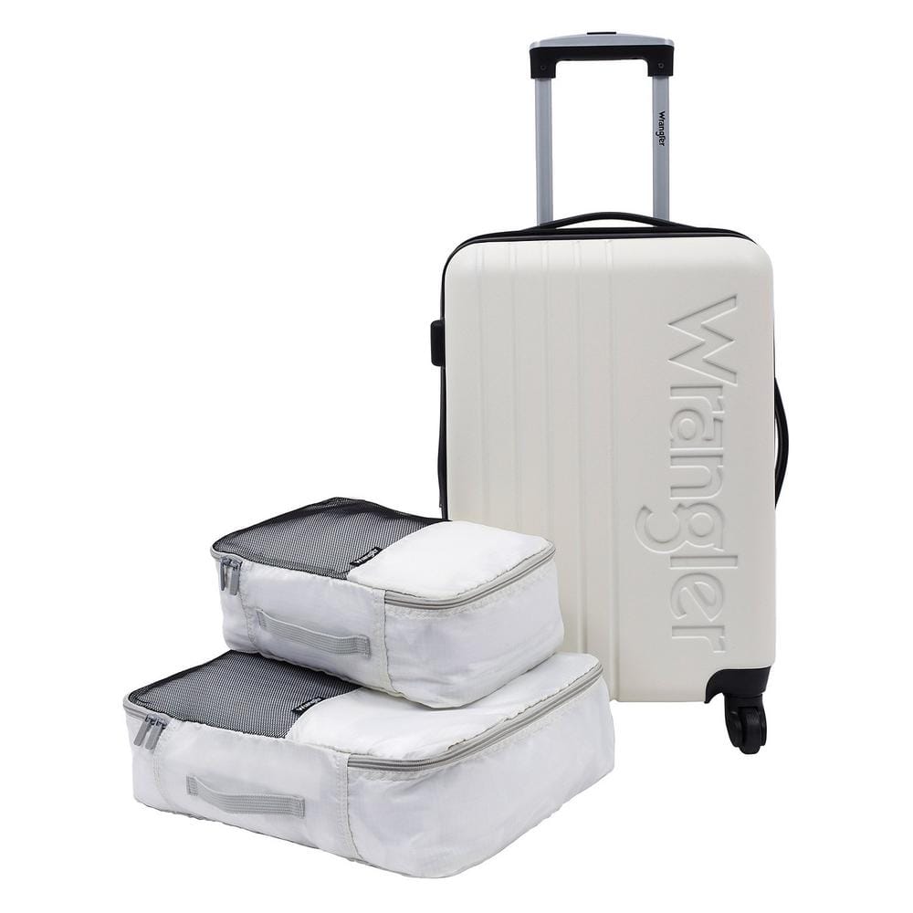 Wrangler 3pc EXPANDABLE ROLLING CARRY ON SET with 2 PackING CUBES