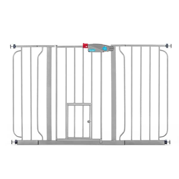Carlson Pet Products Carlson Extra Wide Walk-Through Pet Gate with Small Pet Door, Platinum