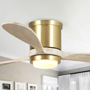 Mayna 52 in. LED Indoor/Outdoor Sand Gold Flush Mounted Ceiling Fan with Light and Remote Control