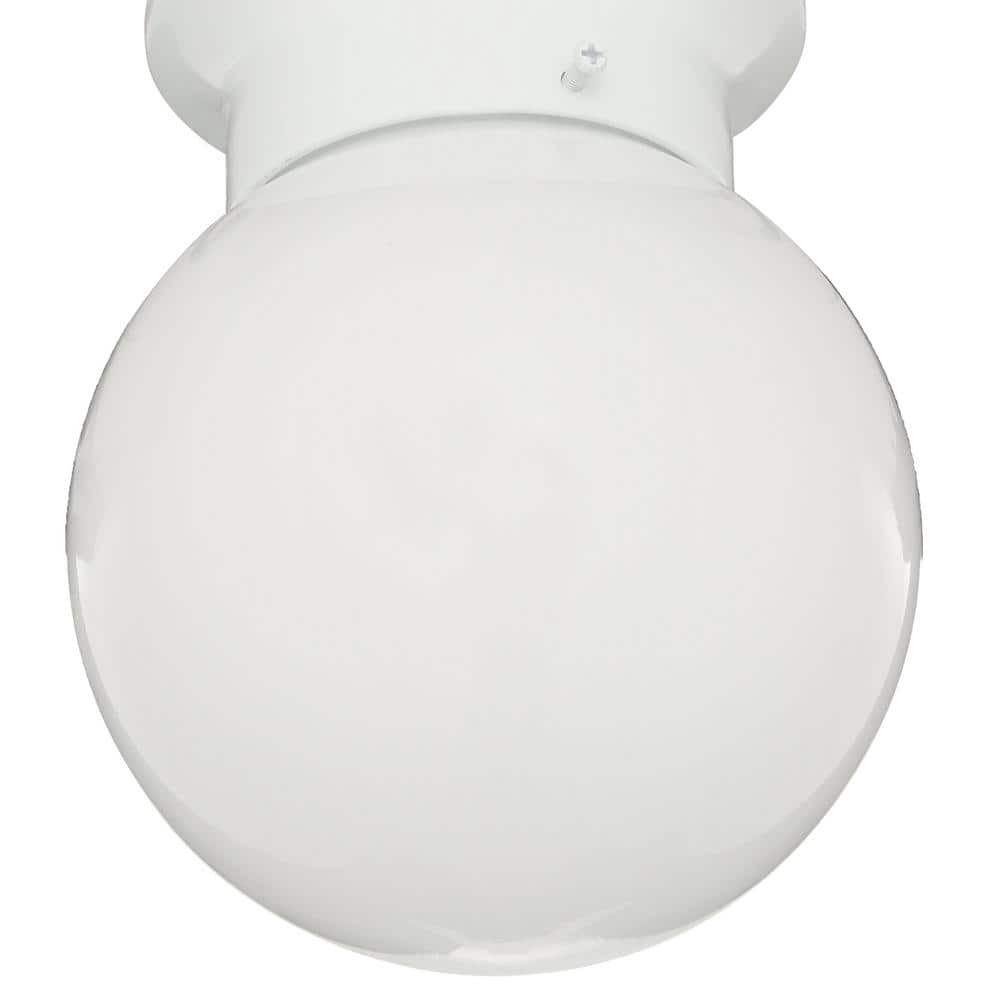 White Glass Globe Flush Mount Light Fixture