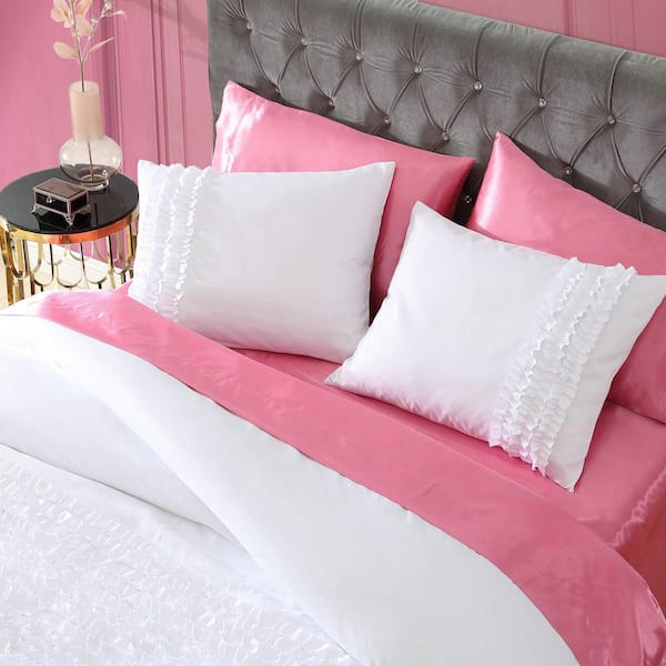 Betsey Johnson Romantic Ruffles 3 Piece White Solid Microfiber King Comforter Set Ushsa51179404 The Home Depot Betsey Johnson Romantic Ruffles 3 Piece, Betsey Johnson Bedding Set