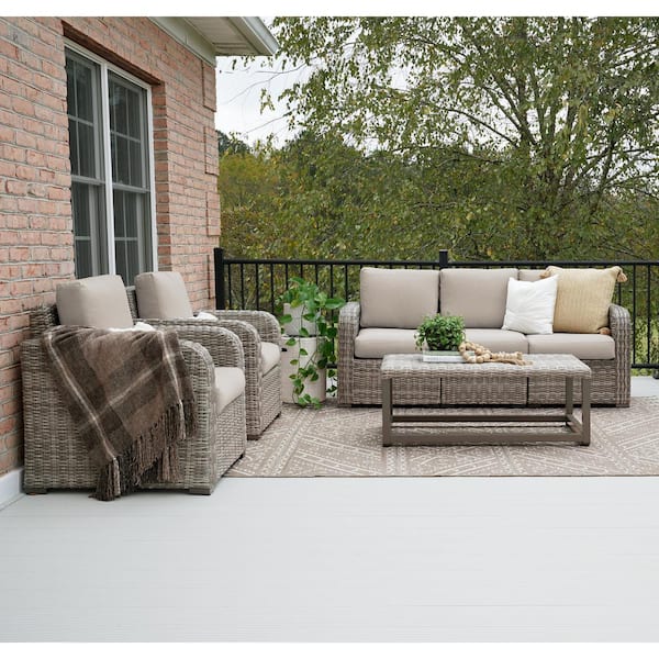 Leisure Made Forsyth 6-Piece Wicker Seating Set with Tan Cushions