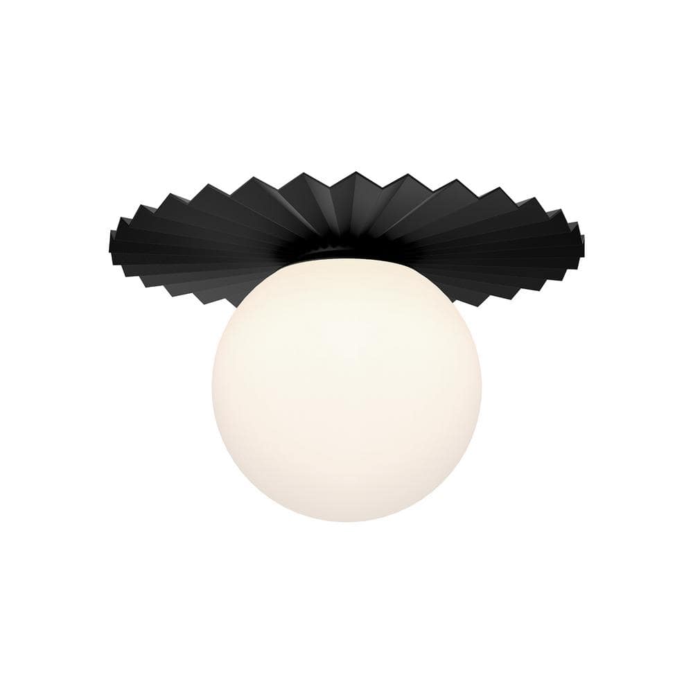 Matte Black and Opal Glass Flush Mount Light