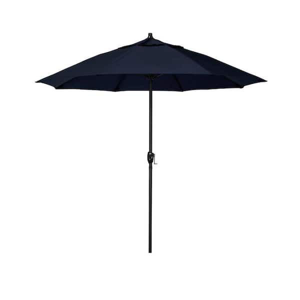 California Umbrella 7.5 ft. Bronze Aluminum Market Patio Umbrella with Fiberglass Ribs and Auto Tilt in Navy Olefin