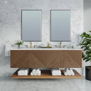 Marcello 72.0 in. W x 23.5 in. D x 37.2 in. H Bathroom Vanity in Chestnut with Eternal Jasmine Pearl Quartz Top