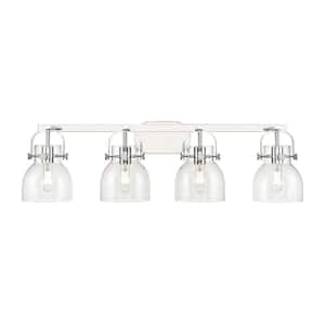 Pilaster II Bell 36.5 in. 4-Light Polished Chrome Vanity Light with Glass Shade