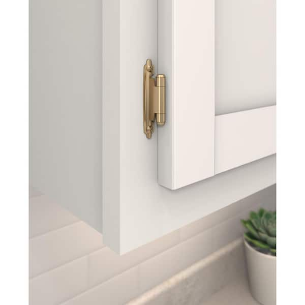 Champagne Bronze 3/8 in (10 mm) Inset Self Closing, Face Mount Cabinet Hinge (2-Pack)