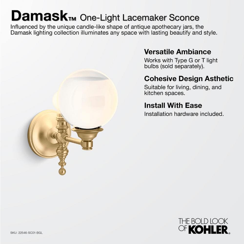 Elegant Gold Jelly Jar Dimmable Wall Sconce, 6"x11.3"