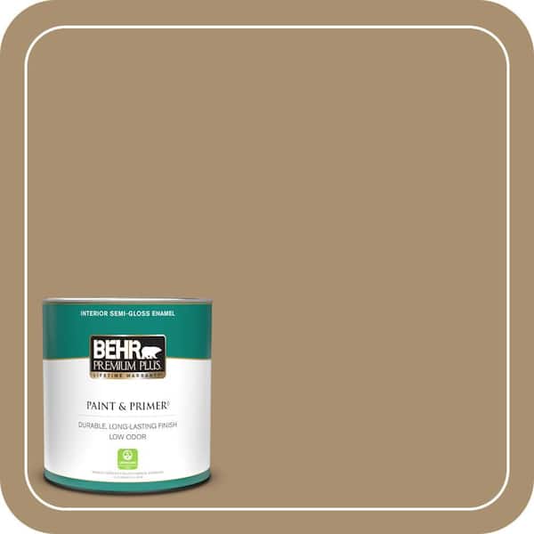 BEHR PREMIUM PLUS 1 qt. #ECC-51-1 Hiking Trail Semi-Gloss Enamel Low Odor Interior Paint & Primer