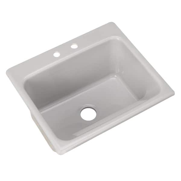 Thermocast Kensington Drop-In Acrylic 25 in. 2-Hole Single Bowl Utility ...